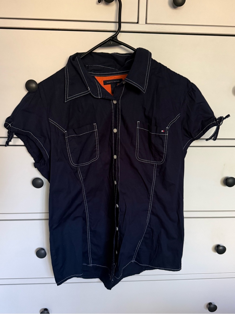 Tommy Hilfiger Women’s Navy Short-Sleeve Button Shirt